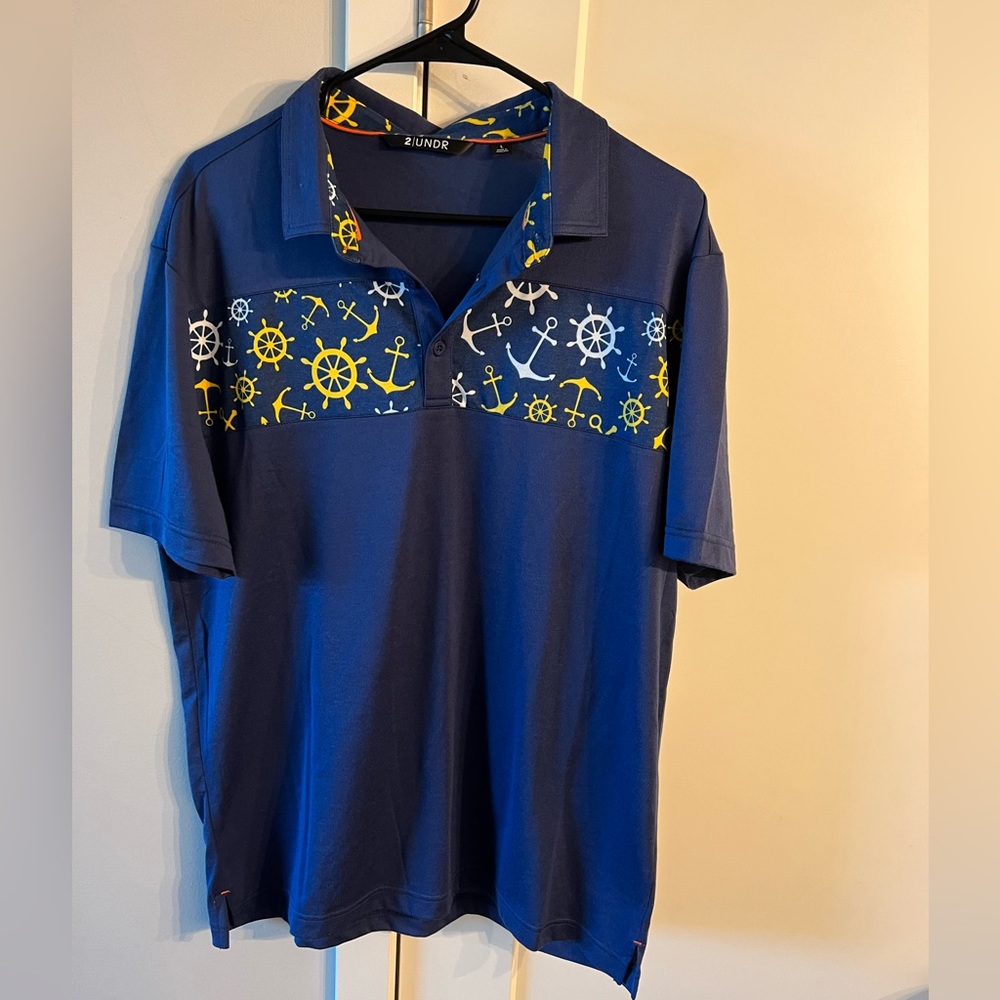 2Undr Short Sleeve Polo - Magnum IP - Wanchors/Navy